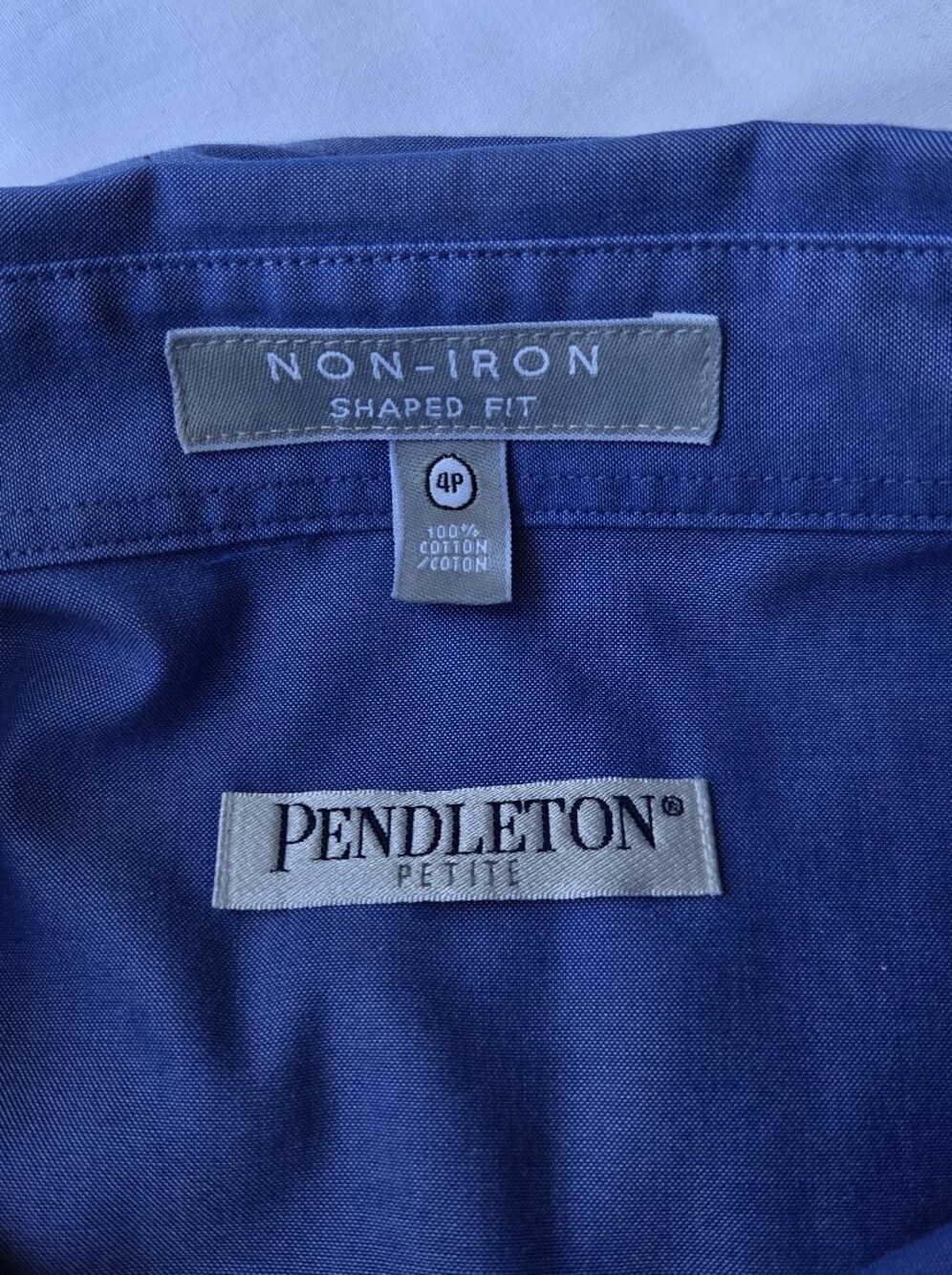Pendleton Non-Iron Shaped Fit Blue Solid Collared Button-Up Size-4P - Picture 8 of 11